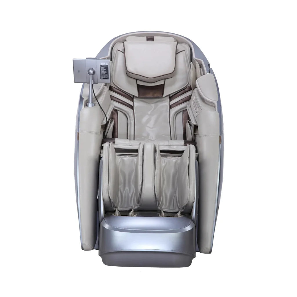 Osaki OS-Pro DuoMax SE 4D and 3D dual mechanism full body massage chair, highlighting its premium luxury design and smart AI health tracking tablet.