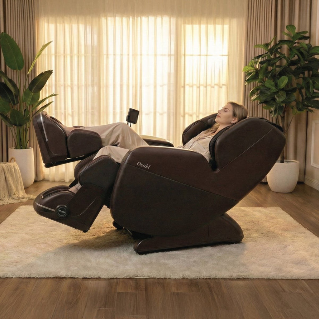 Osaki AI 4D Yoga Flex Massage Chair Black | Luxury Full Body Massage Chair with 4D Flex Mechanism, AI Health Detection, Air Walking Technology, SL Track, and Lumbar Heating | Titan Chair